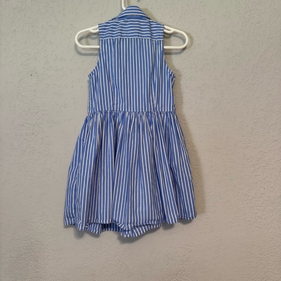 Kid's Polo Ralph Lauren Blue & White Striped Collared Button Front Dress - Picture 8 of 8